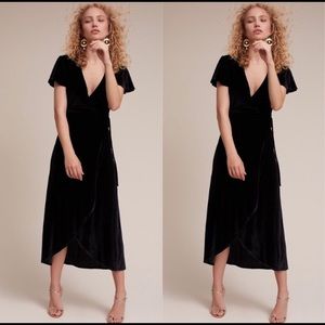 BHLDN Thrive Black Velvet Wrap Dress